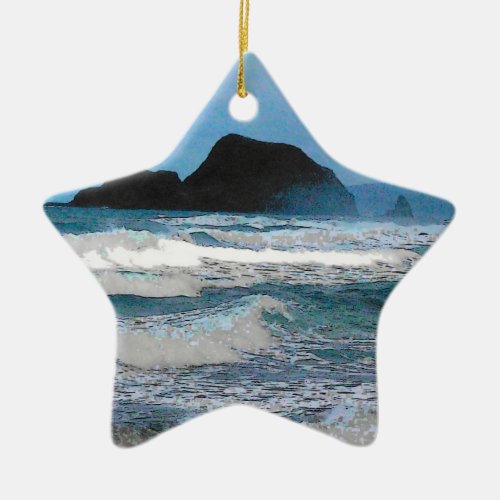 Hawaiian Coastal Island Ocean Tropical Paradise Ceramic Ornament