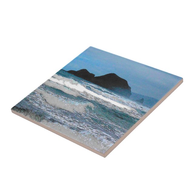 Hawaiian Coastal Island Ocean Tropical Paradise Ceramic Tile (Side)