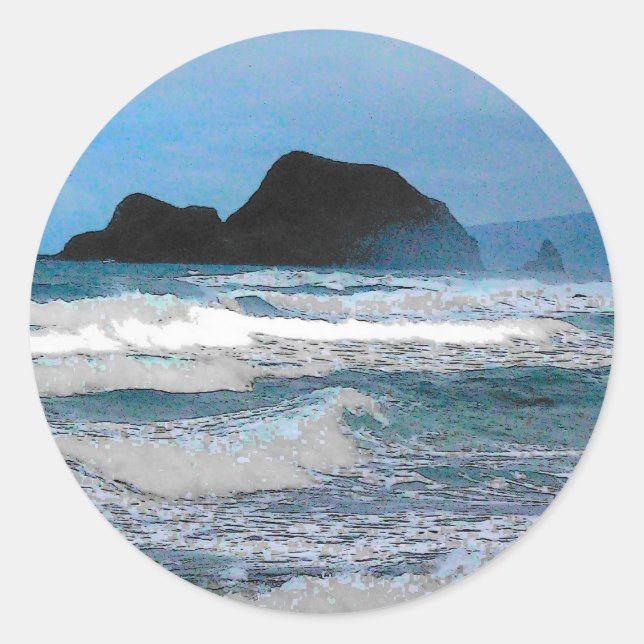 Hawaiian Coastal Island Ocean Tropical Paradise Classic Round Sticker (Front)