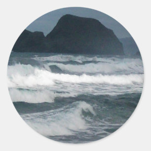 Hawaiian Coastal Island Ocean Tropical Paradise Classic Round Sticker