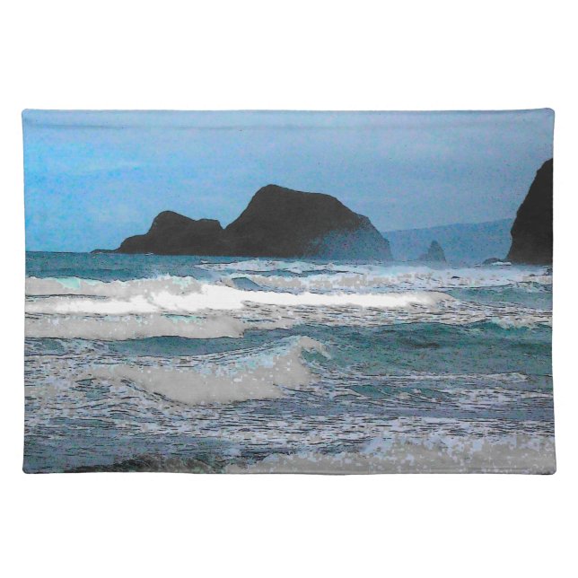Hawaiian Coastal Island Ocean Tropical Paradise Cloth Placemat (Front)