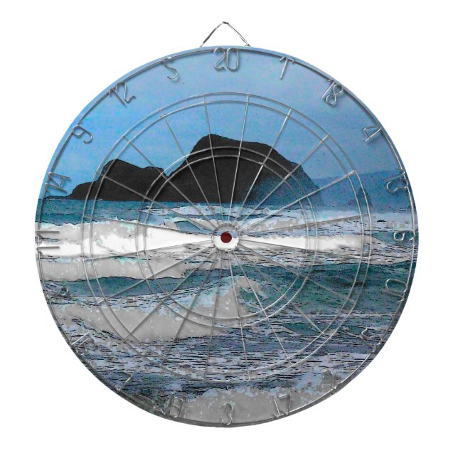 Hawaiian Coastal Island Ocean Tropical Paradise Dartboard With Darts (Front)