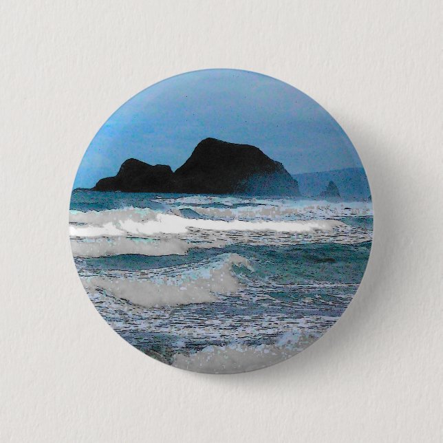 Hawaiian Coastal Island Ocean Tropical Paradise Pinback Button (Front)