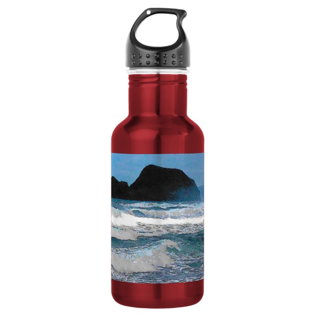 Hawaiian Coastal Island Ocean Tropical Paradise Water Bottle (Front)
