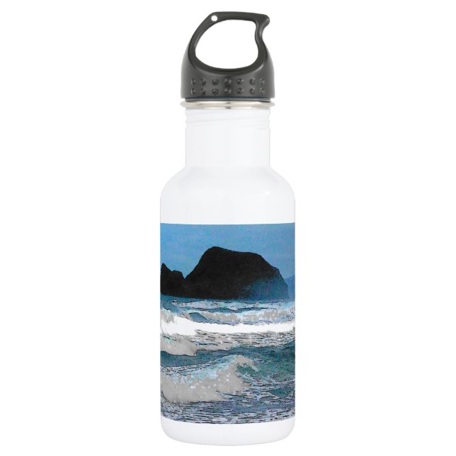 Hawaiian Coastal Island Ocean Tropical Paradise Water Bottle (Front)