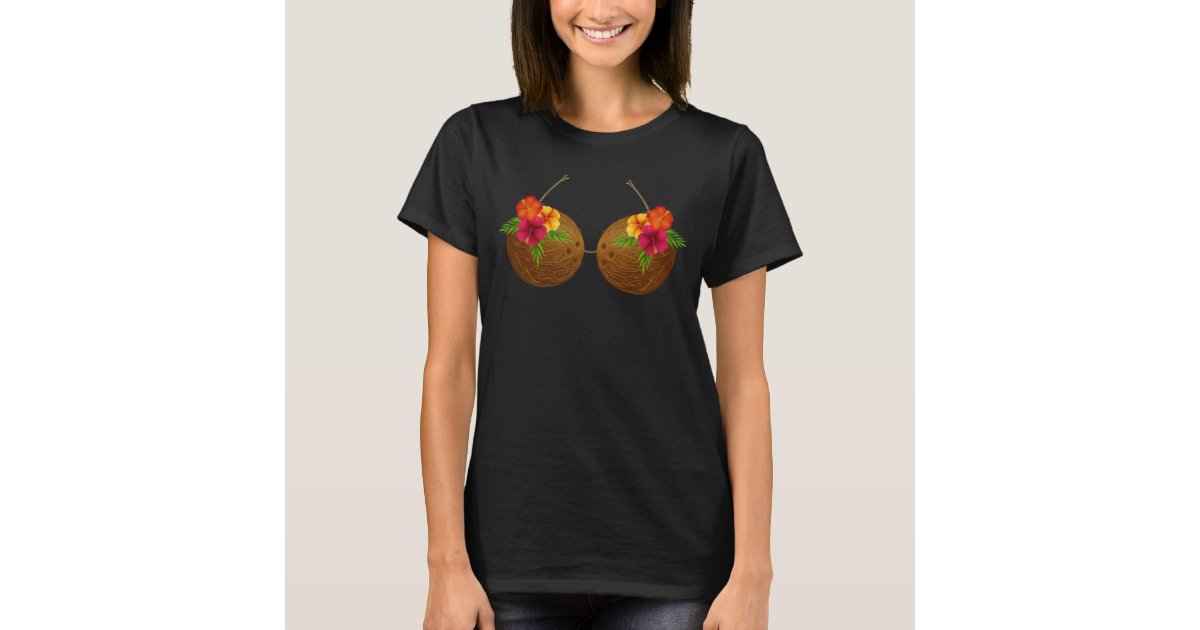 Hawaiian Coconut Shell Bra Funny Halloween Party T-Shirt