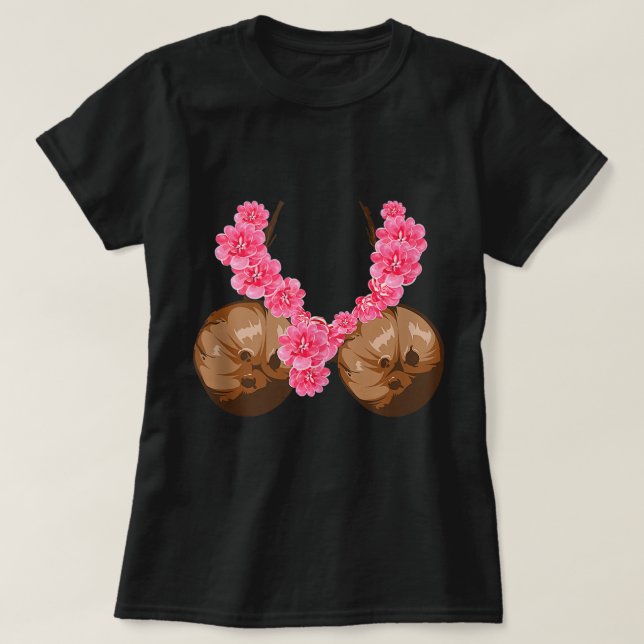 Hawaiian Coconut Bra Shirt Cool Halloween Flowery  (Design Front)