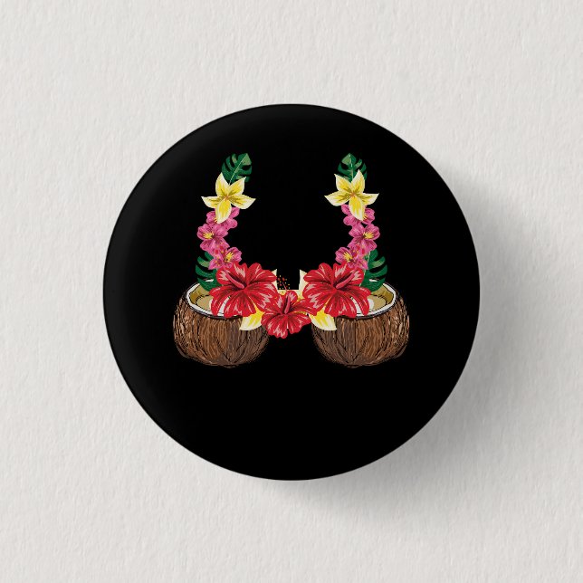 Hawaiian Coconut Bra Shirt Halloween Flowery Grass Button (Front)