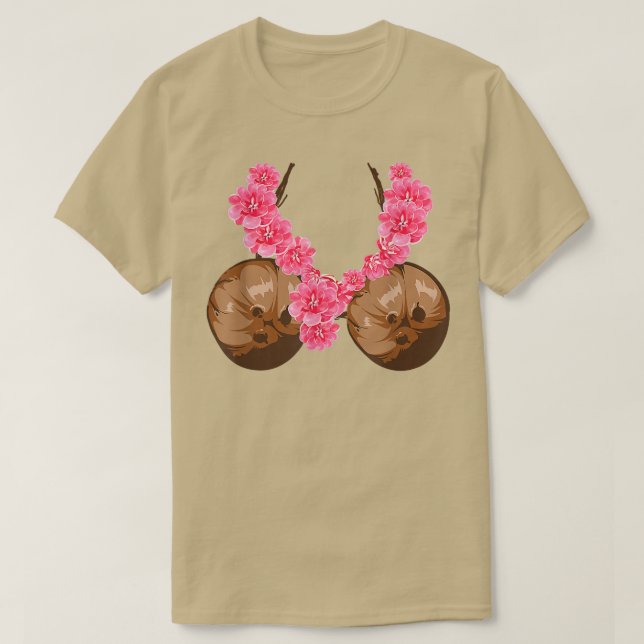Hawaiian Coconut BraCool Halloween Flowery  T-Shirt (Design Front)
