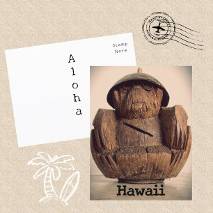 Hawaiian Coconut Monkey Bank Retro Kitsch Postcard