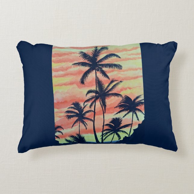 Hawaiian Coconut Palms Accent Pillow (Front)