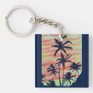 Hawaiian Coconut Palms Keychain