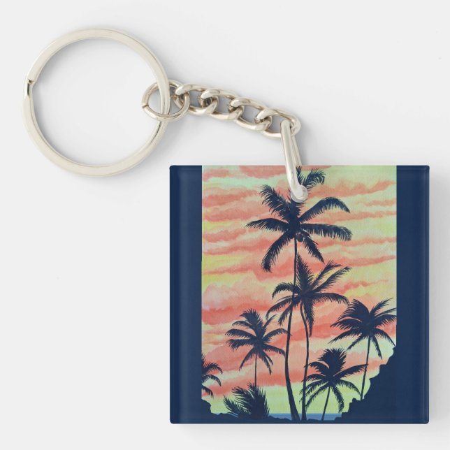Hawaiian Coconut Palms Keychain (Front)