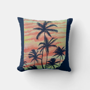 Hawaiian Coconut Palms Throw Pillow