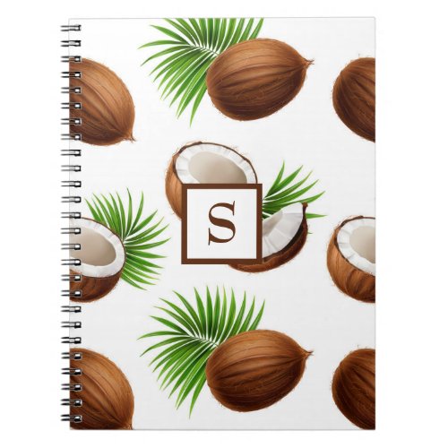 Hawaiian Coconuts Monogram Tropical Notebook