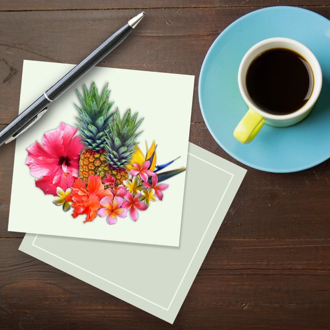 Hawaiian Collection Plumeria Pineapple Small Note Card (Creator Uploaded)