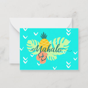 Hawaiian Colorful Beach Mahalo Pineapple Monstera Note Card
