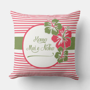 Hawaiian Come in Sit Rest Hot Pink Hisbiscus Throw Pillow
