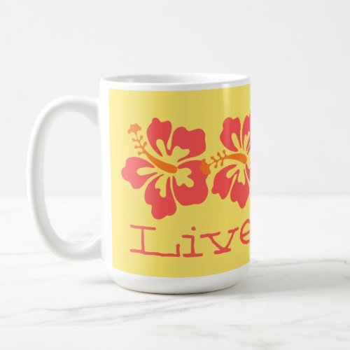 Hawaiian Coral Hibiscus Live Pono Surfer Retro Coffee Mug