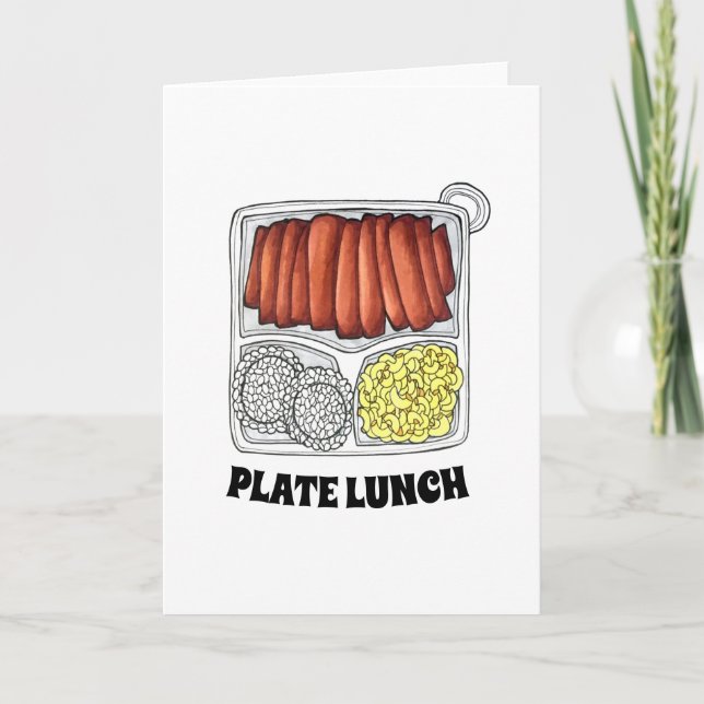 Hawaiian Cuisine Plate Lunch Rice Macaroni Salad Card (Front)