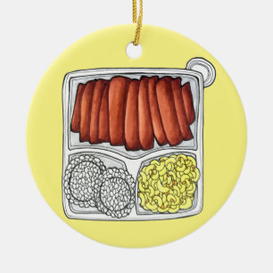 Hawaiian Cuisine Plate Lunch Rice Macaroni Salad Ceramic Ornament