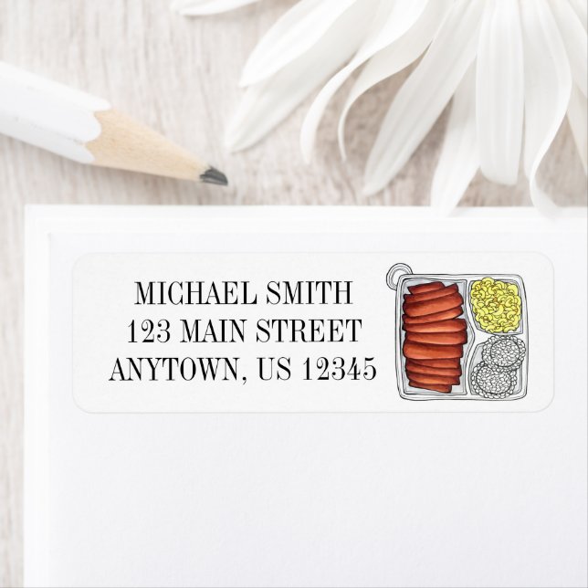 Hawaiian Cuisine Plate Lunch Rice Macaroni Salad Label (Insitu)