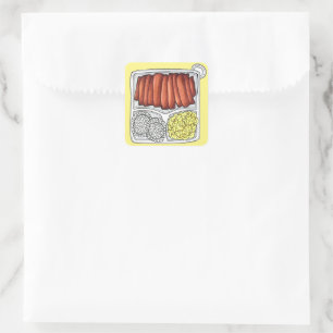 Hawaiian Cuisine Plate Lunch Rice Macaroni Salad Square Sticker
