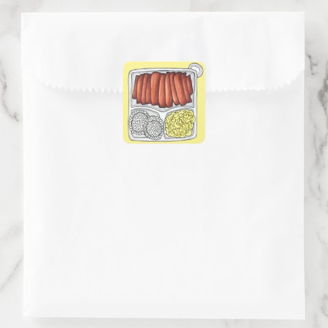Hawaiian Cuisine Plate Lunch Rice Macaroni Salad Square Sticker (Bag)