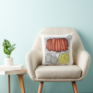 Hawaiian Cuisine Plate Lunch Rice Macaroni Salad Throw Pillow