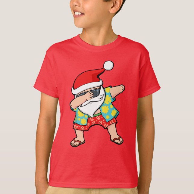 Hawaiian Dabbing Santa T-Shirt (Front)