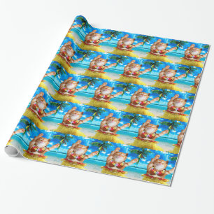 Hawaiian dancer cat wrapping paper