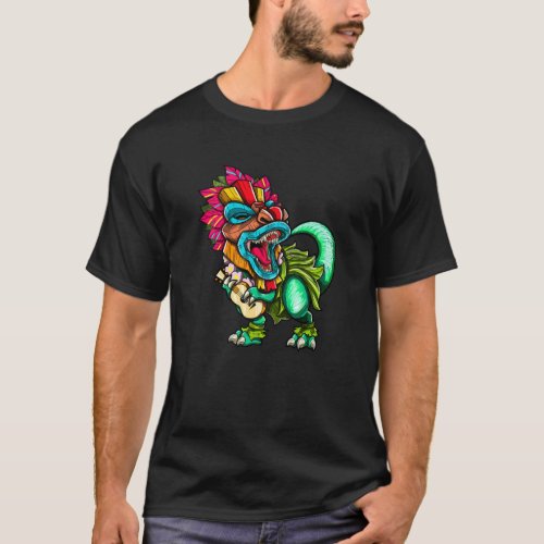 Hawaiian Dinosaur Rex Aloha Family Tiki Luau Party T_Shirt