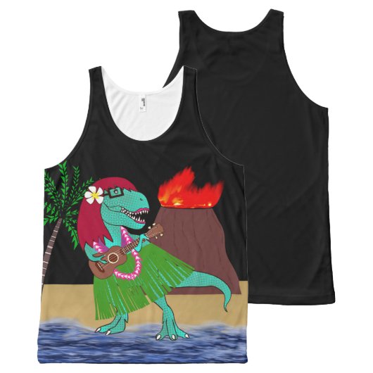 Hawaiian Dinosaur Ukulele All-Over-Print Tank Top (Front and Back)
