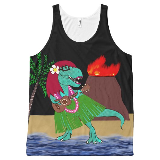 Hawaiian Dinosaur Ukulele All-Over-Print Tank Top (Front)