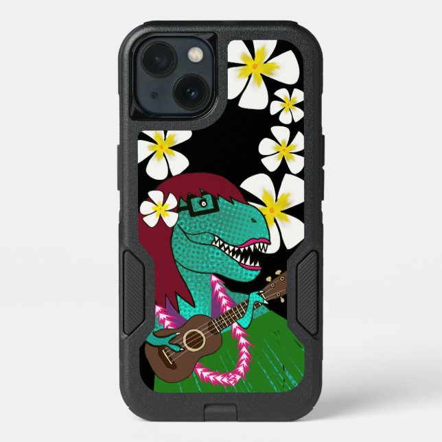Hawaiian Dinosaur Ukulele Otterbox iPhone Case (Back)