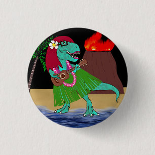 Hawaiian Dinosaur Ukulele Pinback Button