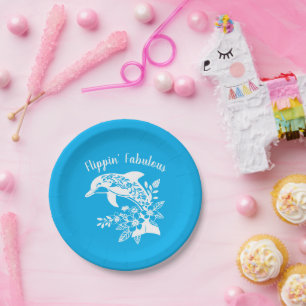 Hawaiian Dolphin Flippin' Fabulous Blue Paper Plates