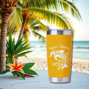Hawaiian Dolphin- Flippin' Fabulous-Orange Insulated Tumbler