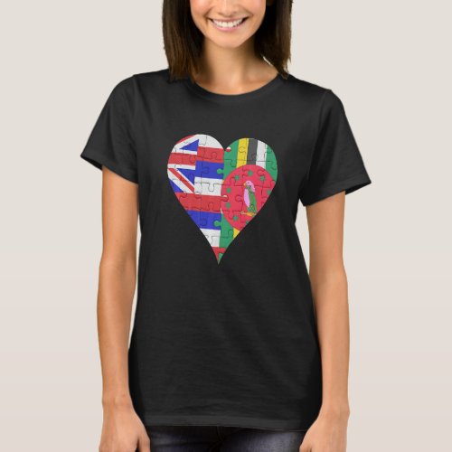 Hawaiian Dominican Flag Heart T_Shirt
