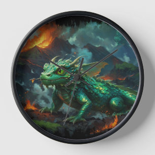 Hawaiian Dragon Warming Herself on Lava Clock