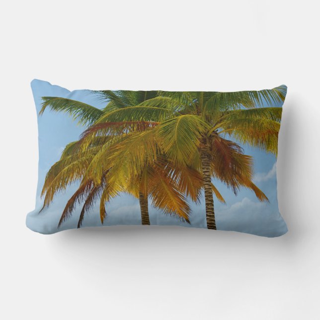 Hawaiian Exotic Beach Palm Trees Lumbar Pillow (Front)