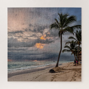 Hawaiian Exotic Beach Palm Trees & Sunrise Jigsaw Puzzle