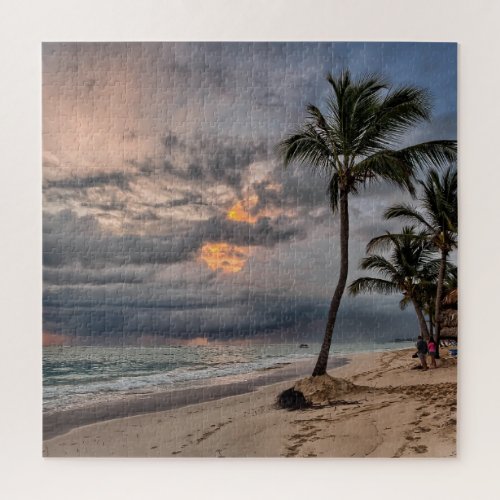 Hawaiian Exotic Beach Palm Trees  Sunrise Jigsaw Puzzle