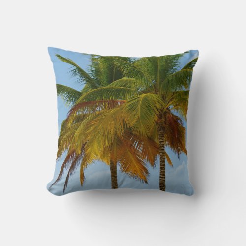 Hawaiian Exotic Beach Palm Trees Throw Pillow