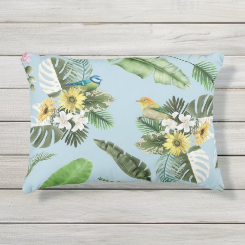 Hawaiian Exotic floral seamless pattern Free Vecto Outdoor Pillow