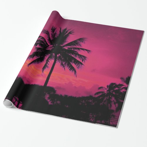 Hawaiian Exotic Palm Tree Silhouette Wrapping Paper