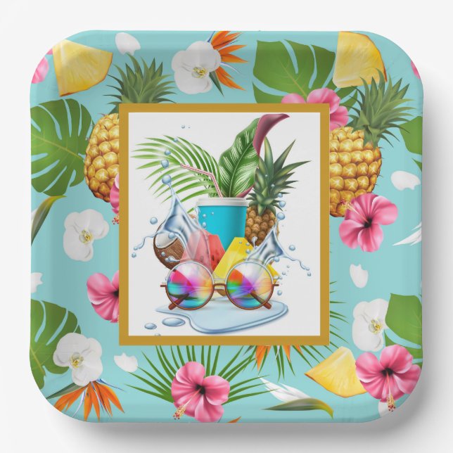 Hawaiian Feast  Paper Plates (Front)