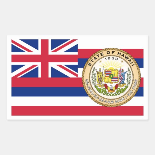Hawaiian Flag  Seal Flag of Hawaii Rectangular Sticker