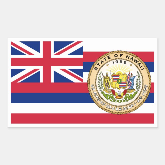 Hawaiian Flag & Seal, Flag of Hawaii Rectangular Sticker (Front)