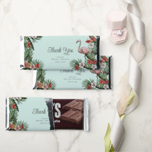 Hawaiian Flamingo & Tropical Hibiscus Thank You Hershey Bar Favors